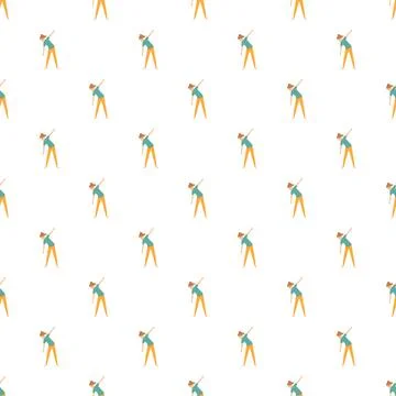 People doing stretching workout exercise seamless pattern background Stock Illustration