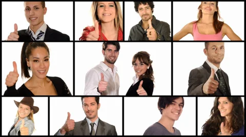 People doing thumbs-up collage Stock Footage 34647091