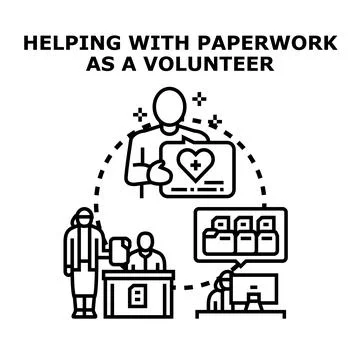 People doing volunteer work with paperwork and charity イラスト素材