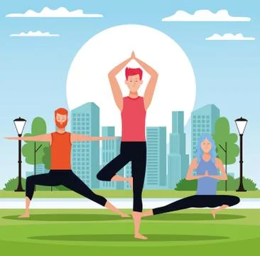 People doing yoga 스톡 일러스트