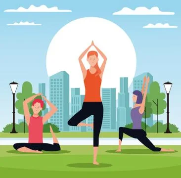 People doing yoga イラスト素材