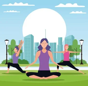 People doing yoga Stock Illustration