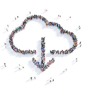 People downloading cloud 3d Illustrazione stock