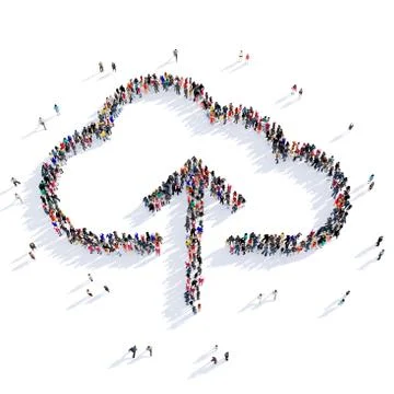 People downloading cloud 3d Illustrazione stock