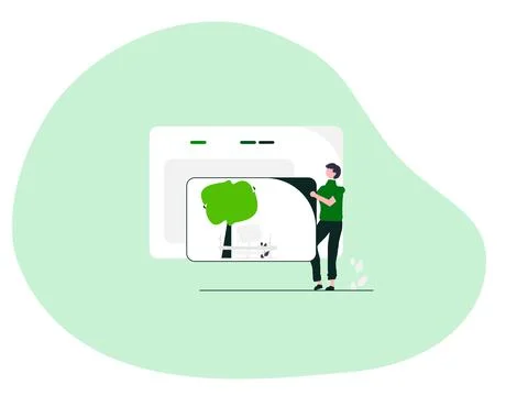 People drag image flat Stock Illustration