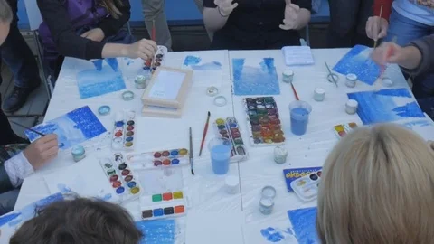 People draw the table Stock Footage 81896994