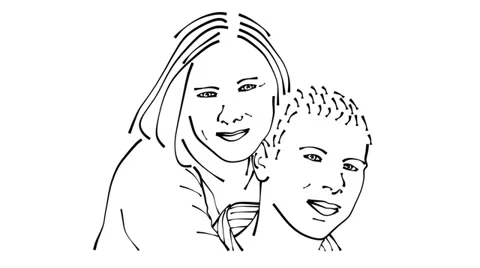 People Drawings - Two (HD) Stockbeeldmateriaal 33125844