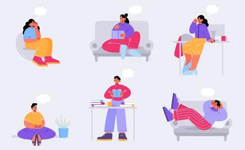 People dream while work in office, sleep, relax Stock Illustration