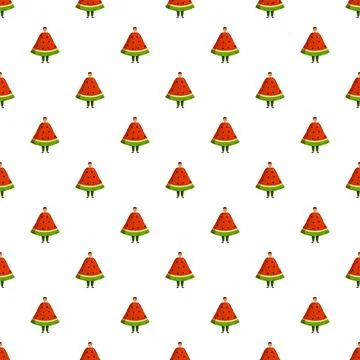 People dressed as watermelon slices repeating pattern Stock Illustration
