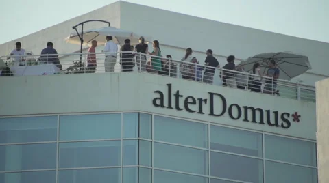 People drinking on rooftop bar Stock Footage 66588182