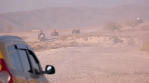 People driving quad bikes during safari trip. Stock Footage 131630645