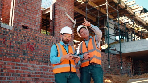 People, drone and supervisor at construction site for architecture, engineering Stock Footage 336199778