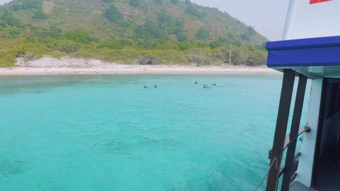 People during intro diving in emerald water of lake. Stock Footage 88732020