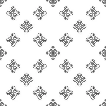 People with Earth vector Multipolarity outline seamless pattern Stock Illustration