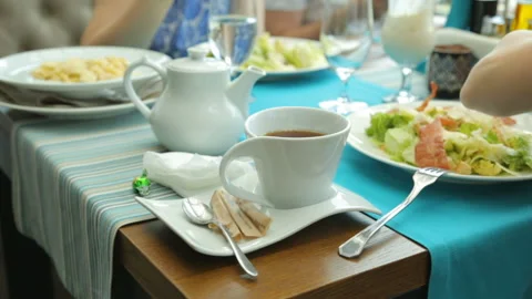 People eating in cafe Stock Footage 96094589