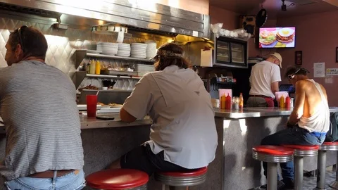 People Eating At Fast Food Restaurant In New Orleans Louisiana Stock Footage