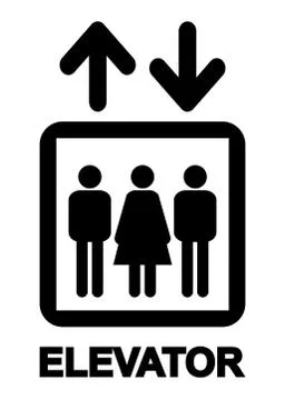 People Elevator Sign Stock Illustration