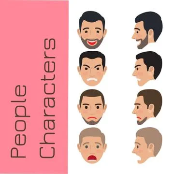 People Emotions Generator Flat Vector Stockillustratie