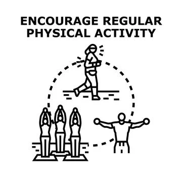 People encouraging different physical activity exercises Stock Illustration