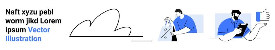 People Engaged in Cloud Computing and Design Operations with Thumbs Up Symbol 库存插图