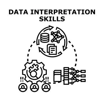 People engaging in data processing, analysis, and interpretation, utilizing v Illustrazione stock