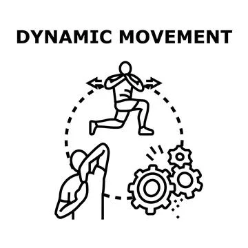 People engaging in dynamic movements. Including a person performing a lunge w Stock Illustration