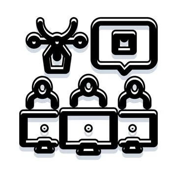 People engaging in online learning with remote communication Stock Illustration