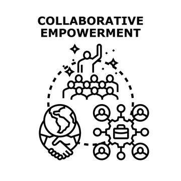 People engaging in teamwork and global collaboration, empowerment and leaders Stock Illustration
