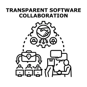 People engaging in transparent software collaboration, fostering effective te Illustrazione stock