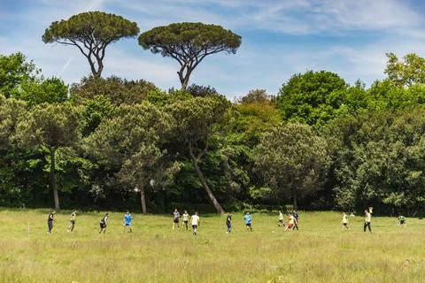 People enjoy the Forest in Capodimonte Park, Naples Italy Stock Photos