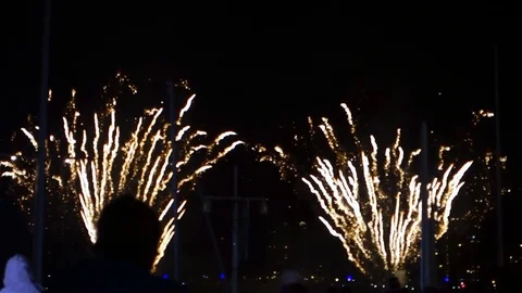 People Enjoying Firework Display Stock Footage 118669293