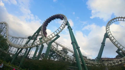 People enjoying The Python rollercoaster attraction in the Efteling (speedramp) Video stock 282919861