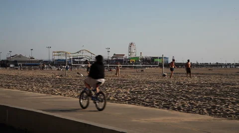 People enjoying Santa Monica Beach Stock Footage 59335431
