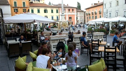 People enjoying summer time. Tagliacozzo, AQ. Italy Stock Footage
