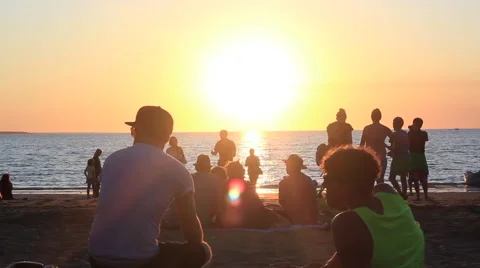 People enjoying a Sunset in Darwin Video stock 53419670