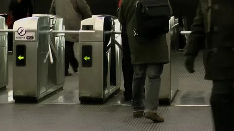 People Enter Paris Metro ED Stock Footage