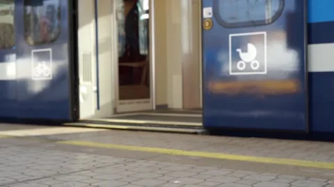 People enter the train carriage Stock Footage 261922723