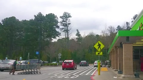 People entering and exiting Walmart Neighborhood grocery store Stock Footage 142010560