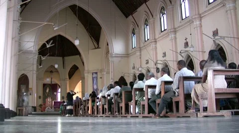 People entering a Sri Lankan church Stock Footage
