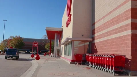 People entering a Target store and traffic Stock Footage 143370879