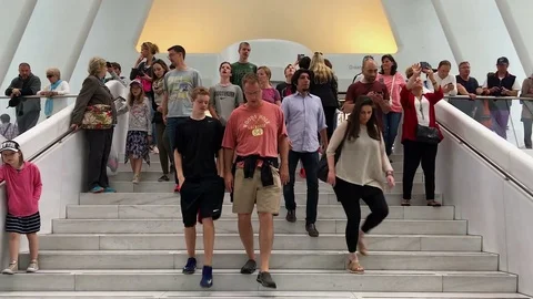 People Entering/Exiting New York's Oculus Train Station/Shopping Center Stock Footage 76973887