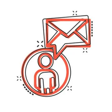 People with envelope icon in comic style. Email receive cartoon vector illust Illustrazione stock