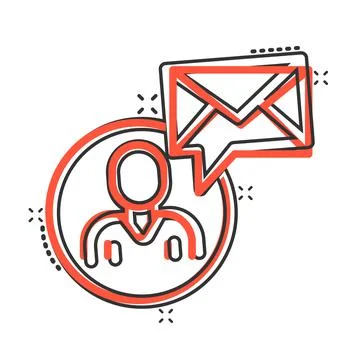 People with envelope icon in comic style. Email receive cartoon vector illust Stock-Illustration
