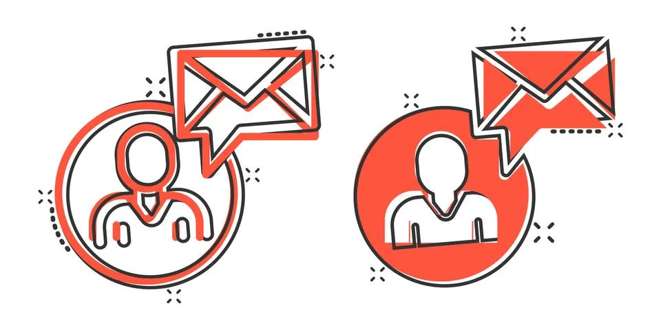People with envelope icon in comic style. Email receive cartoon vector illust Stock-Illustration