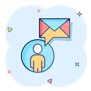 People with envelope icon in comic style. Email receive cartoon vector illust Illustrazione stock