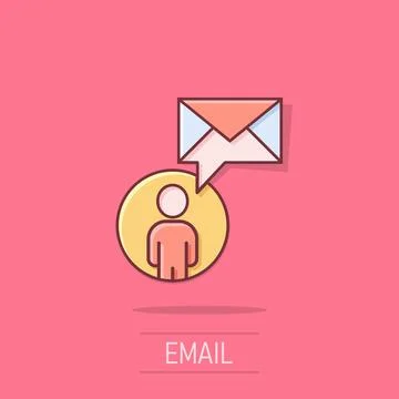 People with envelope icon in comic style. Email receive cartoon vector illu.. Stock-Illustration