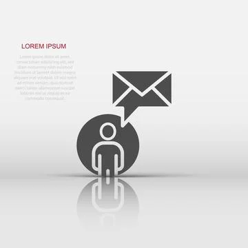 People with envelope icon in flat style. Email receive vector illustration .. Illustrazione stock
