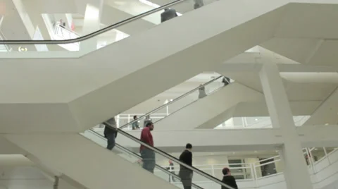 People on escalator 01 Stock Footage 32052883
