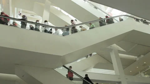 People on escalator 02 Stock Footage 32053724