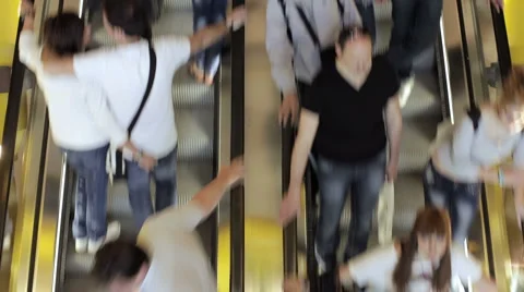 People on escalator 4k Stock Footage 3978647